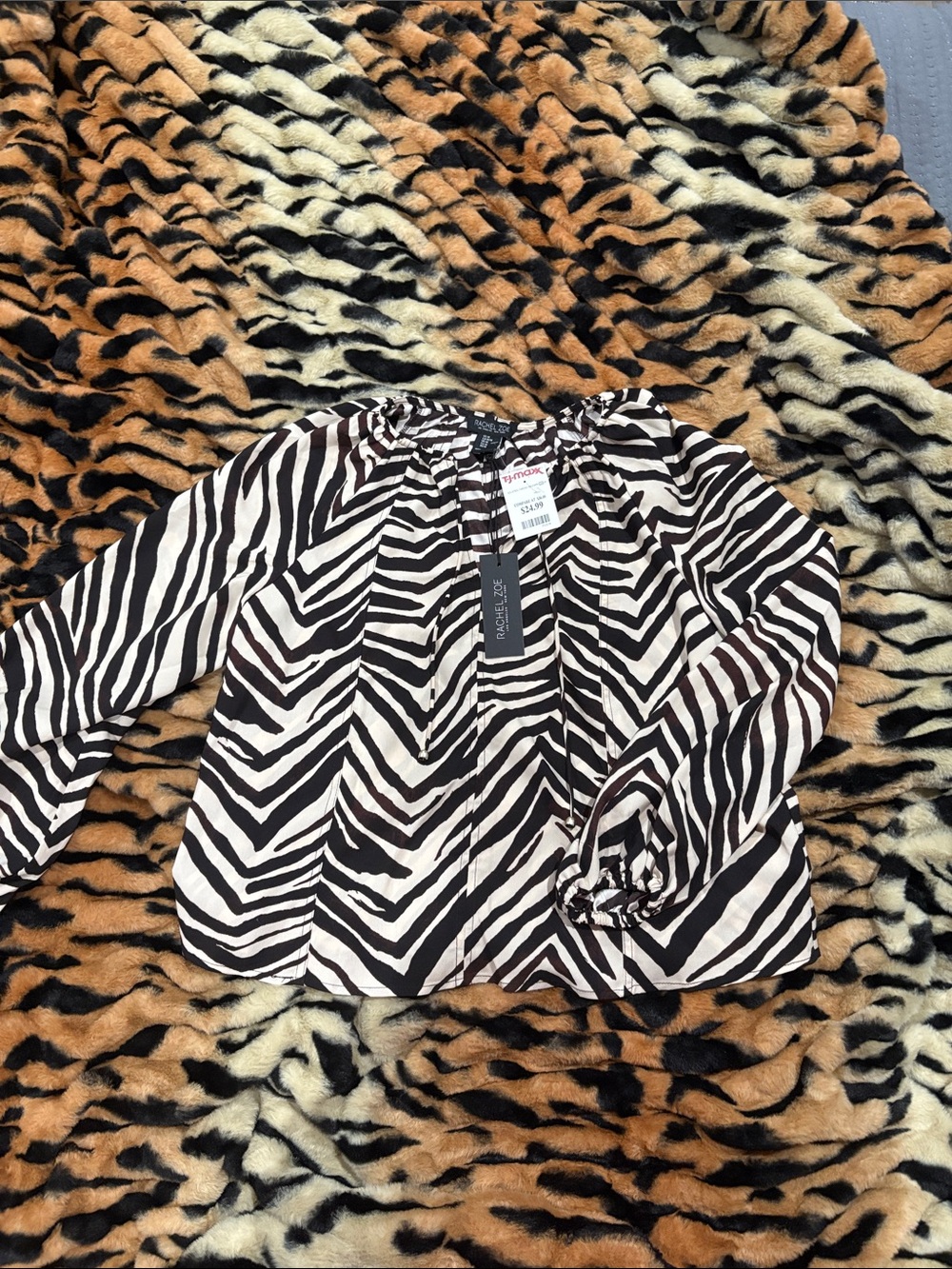 Rachel Zoe Black and White Zebra Print Top